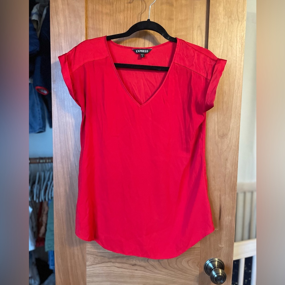 Express Satin V-Neck Gramercy Tee